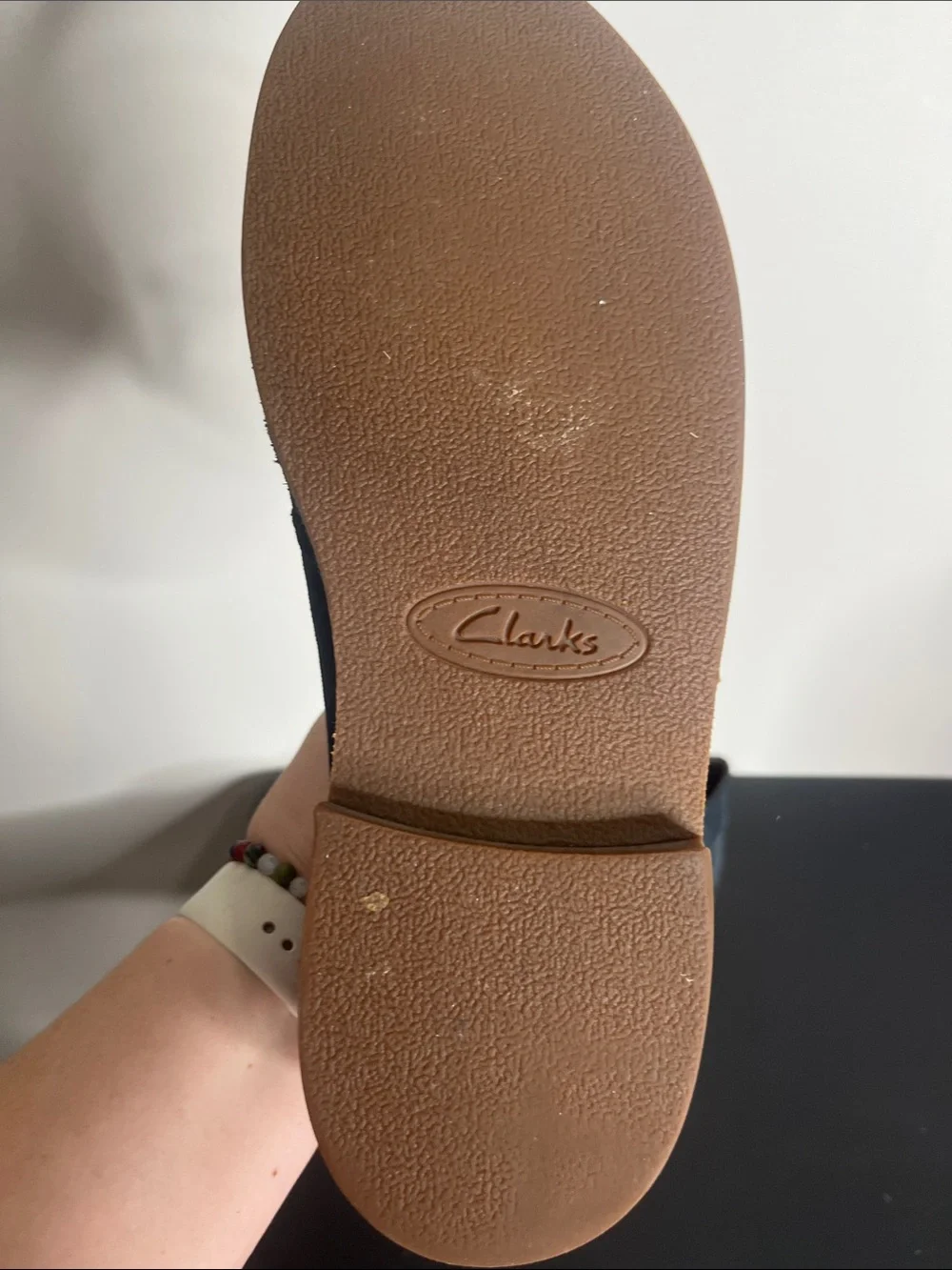 Clarks Men's Navy Suede Chukka Boots with Tan Sole